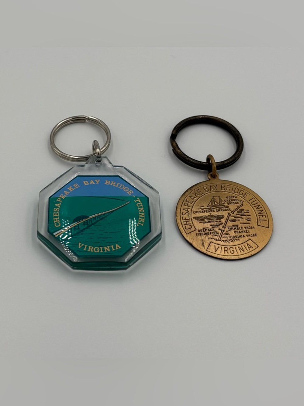 RARE Vintage Souvenir Chesapeake Bay Bridge Tunnel Keychain Lot- Plastic & Brass
